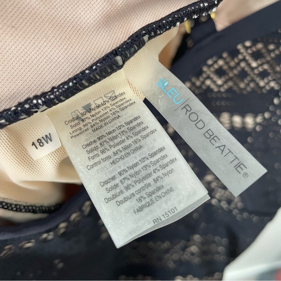 Bleu Rod Beattie Lace One Piece Swimsuit Bathing Suit Black Tan Plus Size 18W - Picture 2 of 8